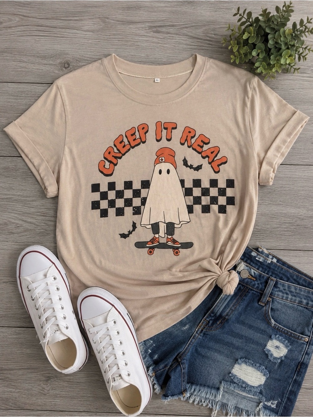 👻 Creep It Real Ghost Graphic Tee | Size: XL | Cute Halloween Shirt | New